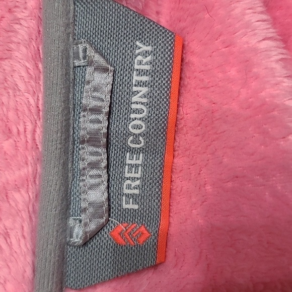 Free Country GIRLS Faux Fur Zipped Hoodie Pink Silver Pockets Sz 14/16 EUC - Picture 8 of 10